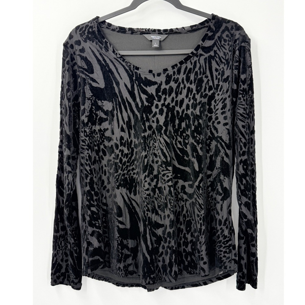 Whimsigoth Velvet Burnout Top Womens sz L Goth Witchy Black vamp